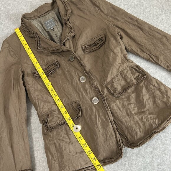 MARC AUREL Blazer Sz 40 Textured Crinkled Brown Button Front Raw Edge Germany - Picture 6 of 8